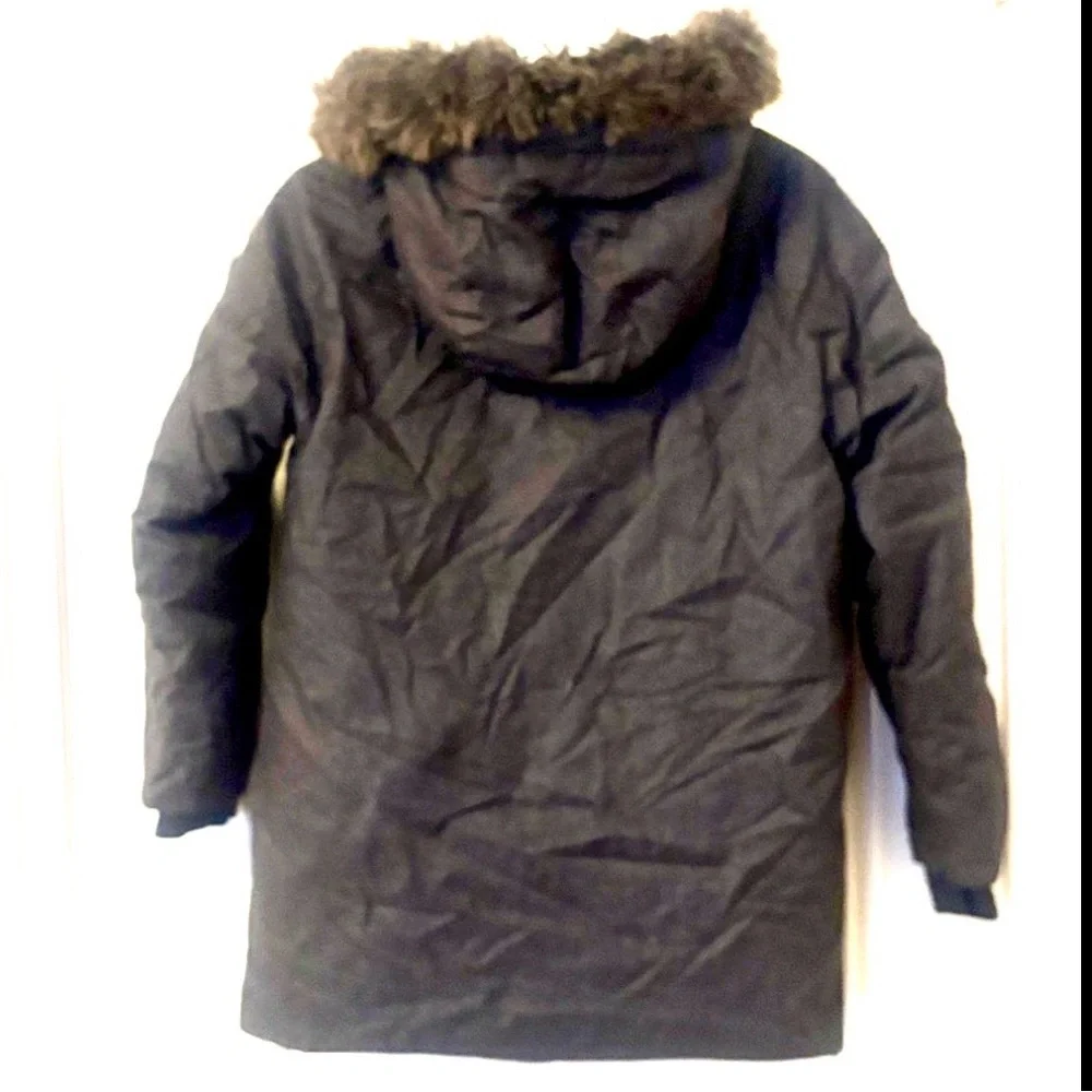 Jacadi Charcoal Puffer Jacket with Faux Fur Hood